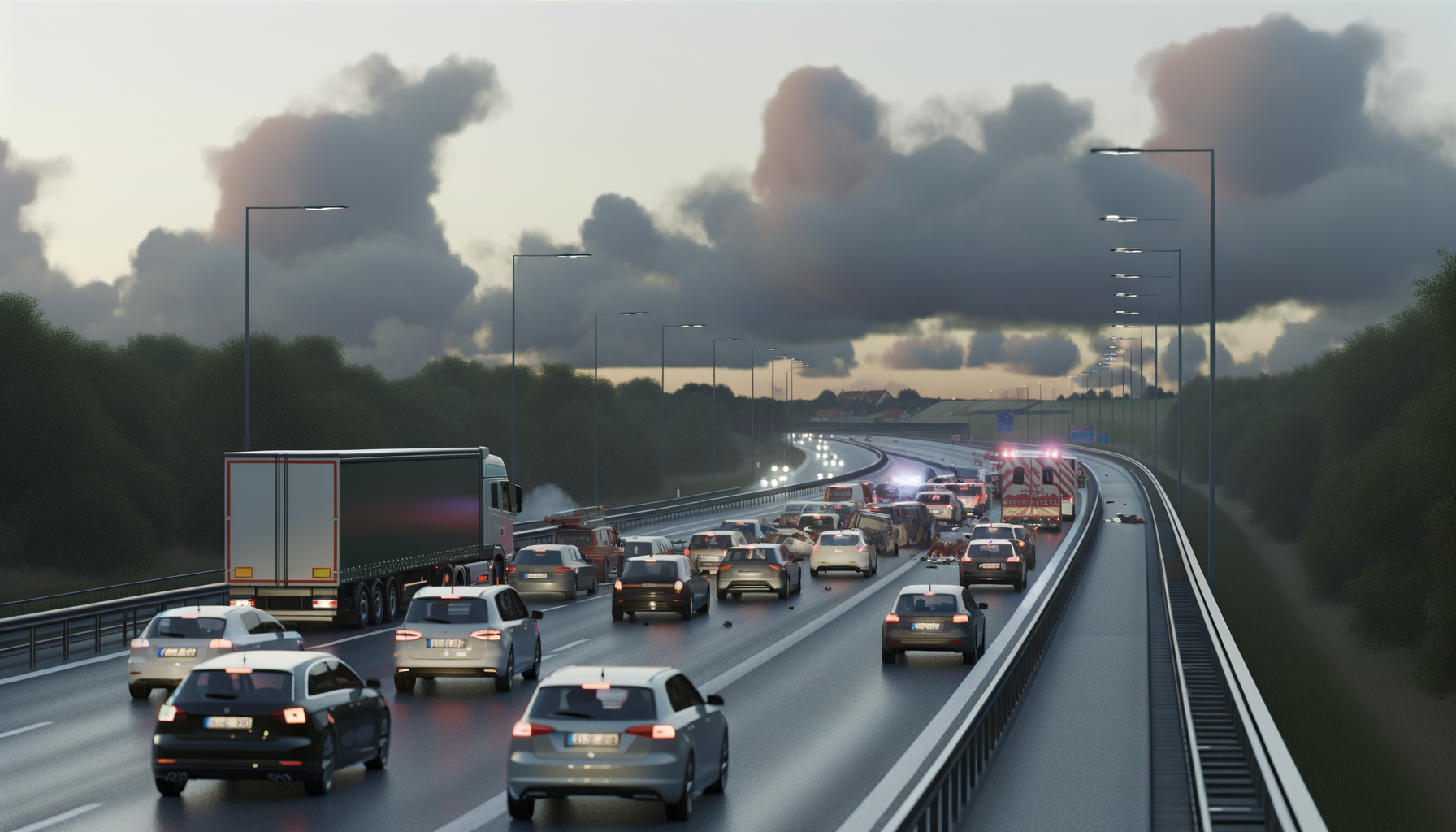 Store trafikproblemer på motorring 3 efter lastbilulykke